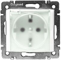 Розетка с заземлением без рамки Legrand Valena 1-м. крышка шторки IP44 белый картинка